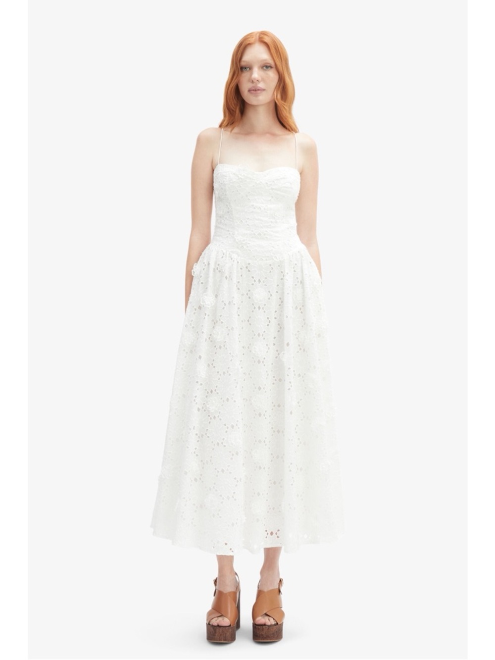 NWT Bardot Estie Broderie Orchid White Lace Floral Cotton Maxi Dress